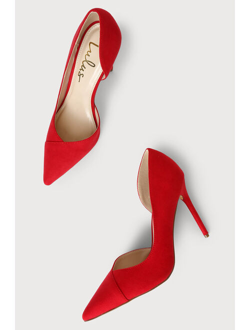 Lulus Satsuki Red Suede Pointed-Toe D'Orsay Pumps