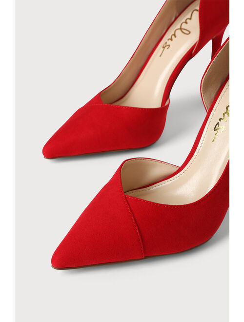 Lulus Satsuki Red Suede Pointed-Toe D'Orsay Pumps
