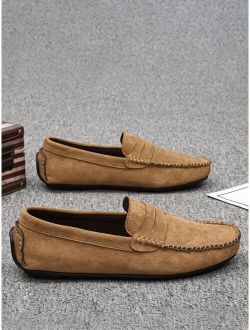 LUMEET Shoes Men Stitch Detail Penny Loafers