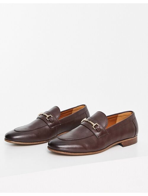 ASOS DESIGN loafers in brown faux leather with oversize tassel detail