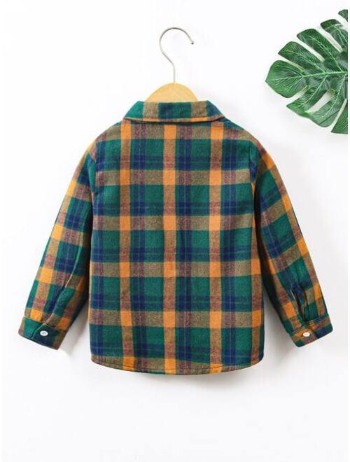 Shein Toddler Boys Plaid Patched Pocket Shirt Without Tee