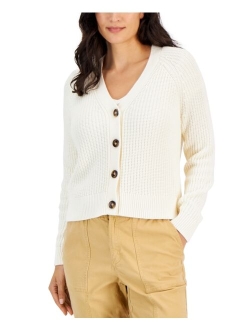 STYLE & CO Women's Cotton V-Neck Button Cardigan, Created for Macy's
