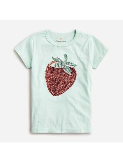 Girls' sequin strawberry graphic T-shirt