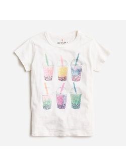 Girls' sequin bubble tea graphic T-shirt
