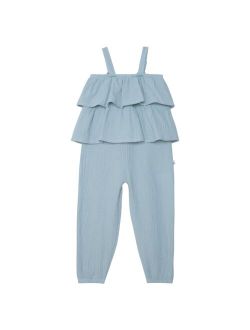 Girl Sleeveless Jumpsuit With Frill Greyish-Green - Toddler|Child
