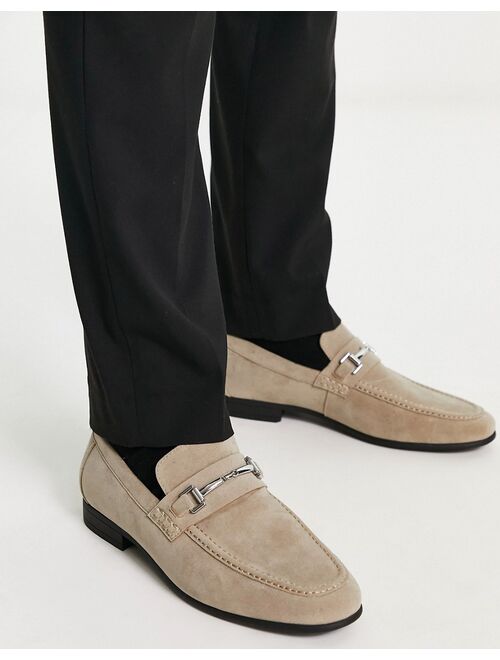 ASOS DESIGN loafers in taupe faux suede with snaffle detail