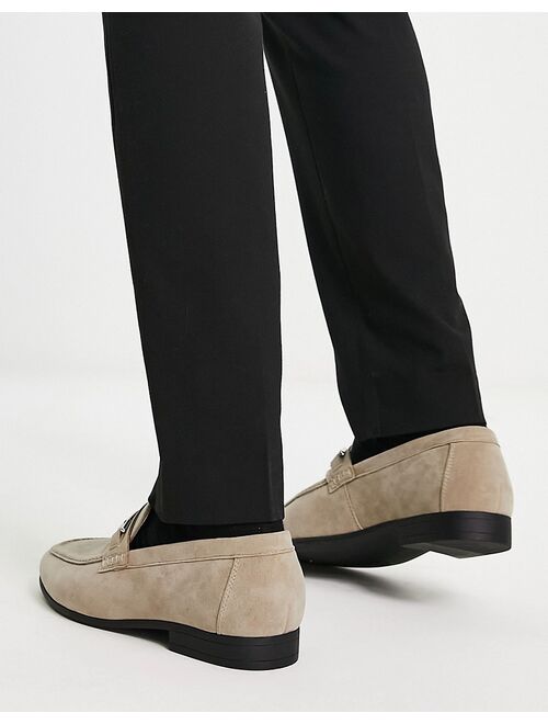 ASOS DESIGN loafers in taupe faux suede with snaffle detail