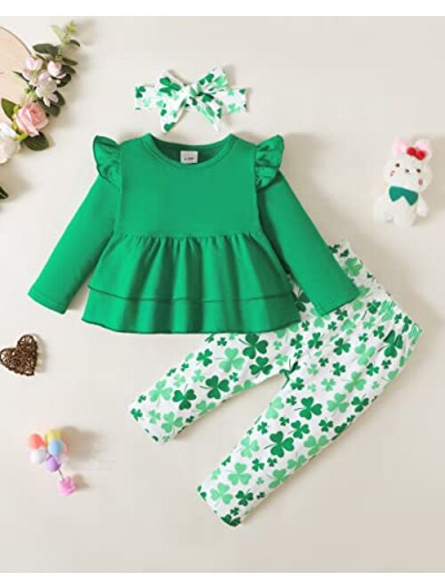 Sodlon Baby Toddler Girl Clothes Ruffle Long Sleeve Top Little Girl Pants Set Cute Infant Toddler Girl Fall Winter Outfits 9M-4T