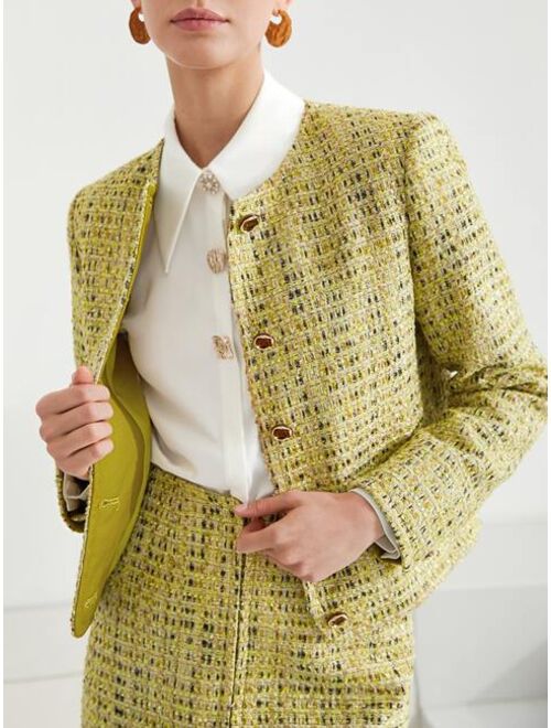 MOTF Premium Tweed Boxy Cropped Jacket