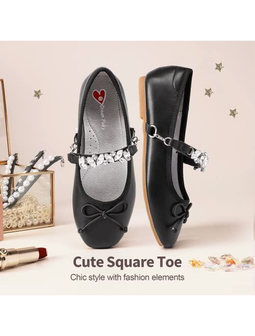 DREAM PAIRS Girls Dress Shoes Interchangeable Straps Fashion Bow Ballerina Flower Girl Ballet Flats DIY