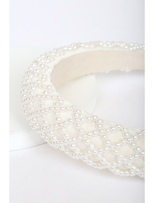 Lulus Reign of Romance White Pearl Beaded Headband