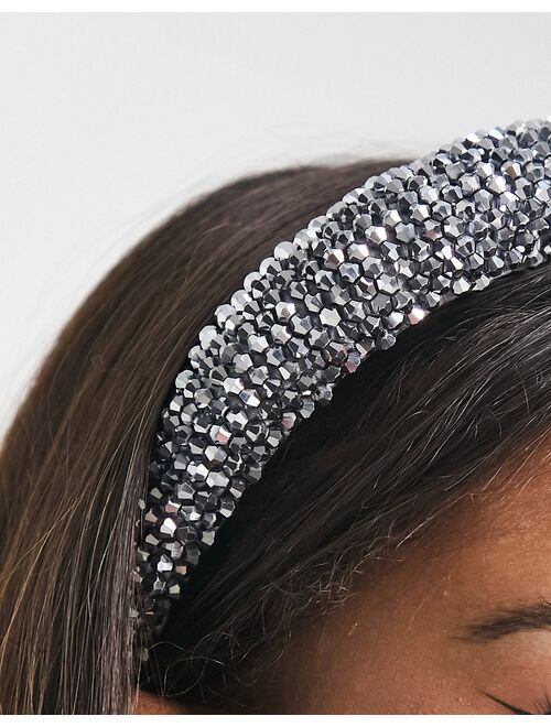 My Accessories London beaded headband in silver