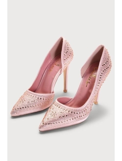 Olany Light Nude Suede Rhinestone D'Orsay Pumps