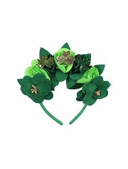 Seasons Women St Patricks Day Flower Headband-St. Patrick's Day Costume Accessories Green Flower Headpiece