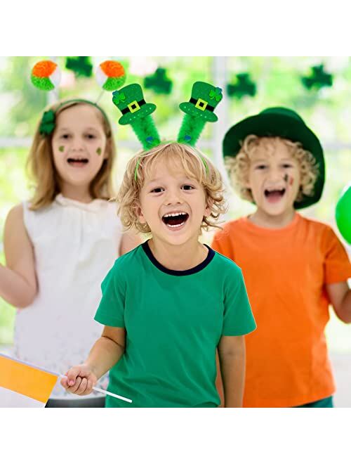 Fovths 8 Pack St. Patrick's Day Party Accessories St. Patrick's Day Headbands Sequined Shamrock Headband Leprechaun Hat Headband Assorted Styles for St. Patricks Day Deco