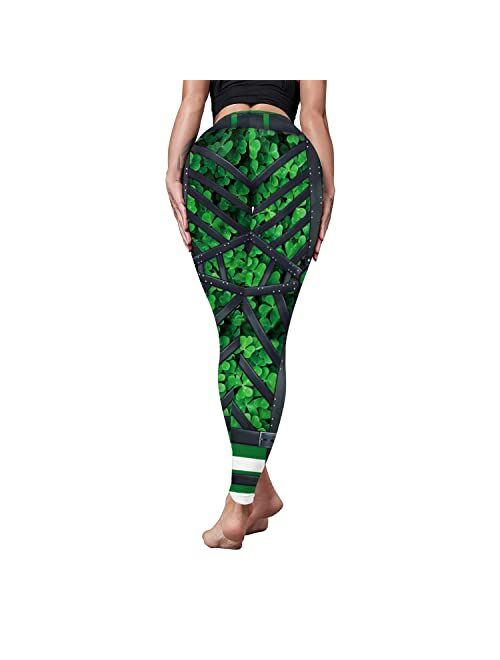color cosplayer St. Patrick's Day Leggings Shamrock Stretchy Tights Yoga Pants for Women