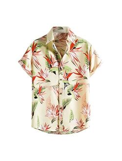 Saxigol Hawaiian Shirts for Men Short Sleeve Button Down T-Shirts Tropical Beach Shirts Funny Graphic Hawaiin Summer Tops Tee