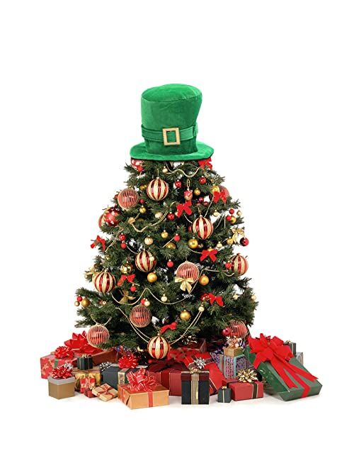 Wittocs St Patricks Day Hats Men Women St. Patrick's Day Shamrock Green Velvet Top Hat Green St. Patricks Day Party Favor Accessories Green Christmas Tree Topper Hat