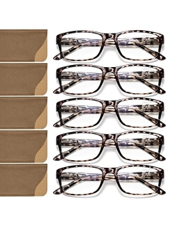 Gaoye 5-Pack Reading Glasses Blue Light Blocking,Spring Hinge Readers for Women Men Anti Glare Filter Lightweight Eyeglasses (#5-Pack Mix Color, 0.0)