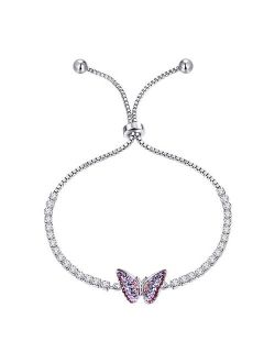 Crystal Collective Fine Silver Plated Butterfly Adjustable Bracelet