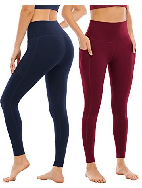 YOUNGCHARM 4 Pack Leggings with Pockets for Women,High Waist Tummy Control Workout Yoga Pants