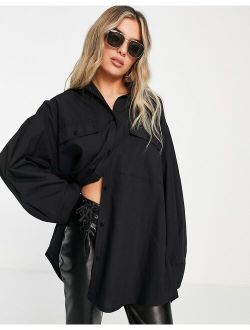 oversized shirt with wide cuff detail in black