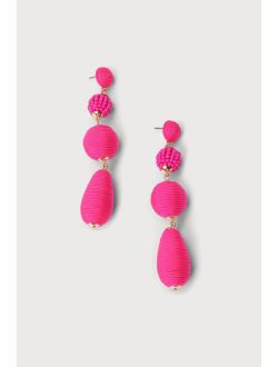 Worth the Wow Hot Pink Tiered Drop Earrings