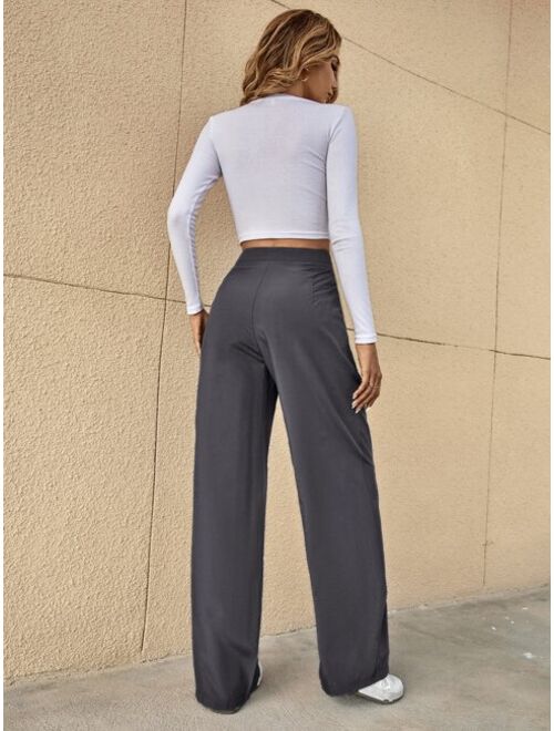 SHEIN EZwear High Waist Fold Pleated Tailored Pants