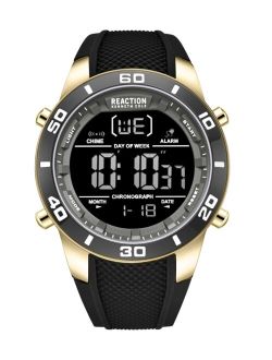 Men's Digital Black Silicon Strap Watch, 49mm