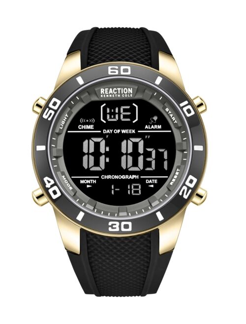 KENNETH COLE REACTION Men's Digital Black Silicon Strap Watch, 49mm