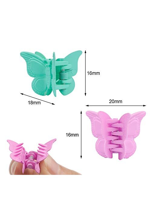 EAONE 50 Pieces Butterfly Hair Clips Pastel Hair Clips Mini Cute Clips Hair Accessories for Hair 90s Girls Women with Box Package, Matte Candy Colors