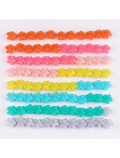 Velscrun 100 PCS Small Hair Clips for Girls, Mini Hair Claw Clips for Women, Tiny Hair Clips with Flowers, Girls Butterfly Hair Clips, Hair Accessories for Girls, Plastic