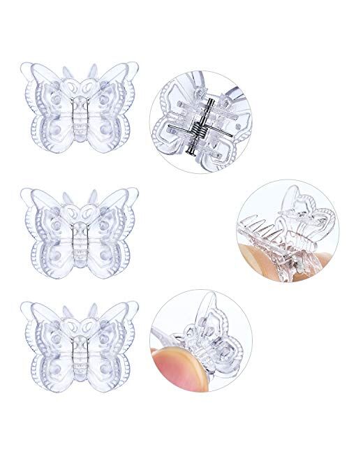 Syhood 60 Pieces Mini Hair Claws Clip Butterfly Plastic Hair Claws Pins Clamps Hair Accessories for Girls and Women, Clear