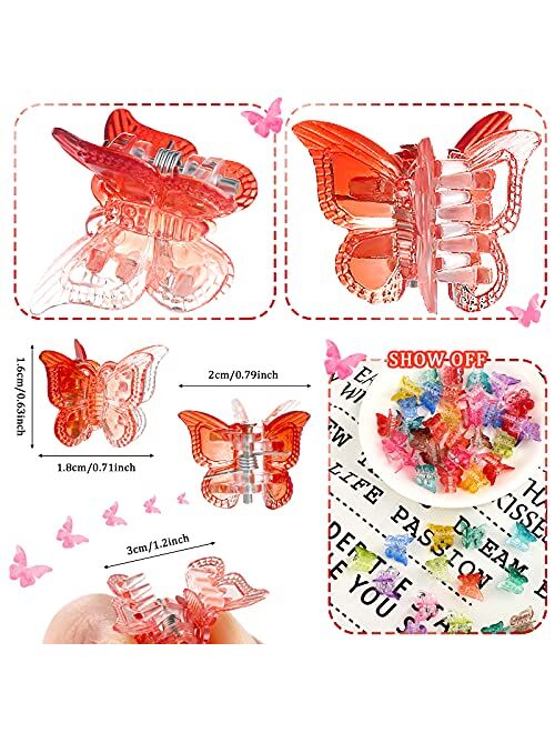 Willbond 24 Pieces Clear Butterfly Hair Claw Clips Butterfly Jaw Clips Cute Non-Slip Jaw Clips Colorful Hair Jaw Clamps for Girls Ladies Women Hair Accessories