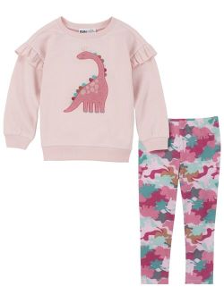 Baby Girls Fleece Pullover Tunic and Dinosaur Camo Leggings, 2 Piece Set