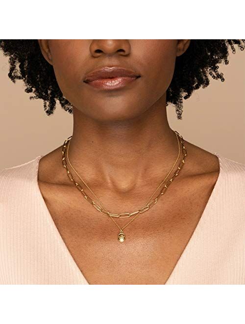 Reoxvo Dainty Gold Chain Choker Necklace for Women 14K Real Gold Plated Paperclip/Herringbone/Beaded/Chunky Chain Layered Necklaces for Women Trendy Jewelry