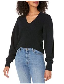 Women's Edith Pleated-Shoulder V-Neck Sweater