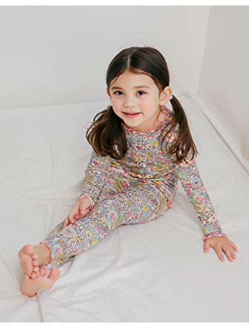 VAENAIT BABY 6M-12Y Kids Unisex Girls & Boys Soft Comfy Modal Tencel Shirring Sleepwear Pajamas 2pcs Set