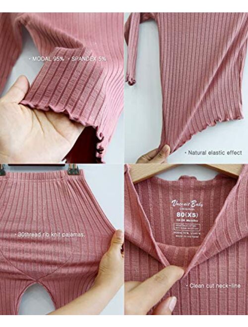 VAENAIT BABY 6M-12Y Kids Unisex Girls & Boys Soft Comfy Modal Tencel Shirring Sleepwear Pajamas 2pcs Set