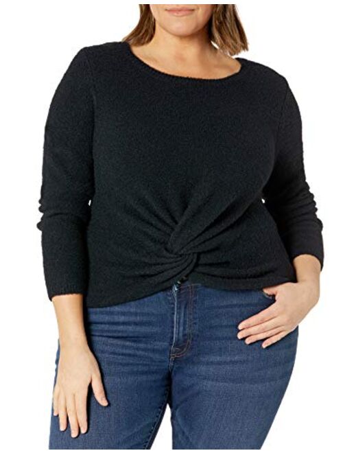 The Drop Women's Eloise Long-Sleeve Twist Front Cozy Cropped Sweater