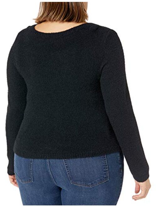 The Drop Women's Eloise Long-Sleeve Twist Front Cozy Cropped Sweater