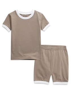VAENAIT BABY 6M-12Y Boys Girls Toddler Solid Cotton Daily Short Summer Pajamas Pyjamas Sleepwear Set Macaron