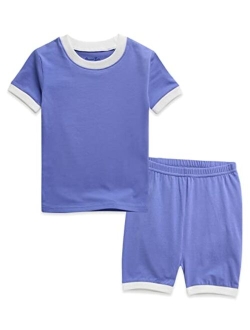 VAENAIT BABY 6M-12Y Boys Girls Toddler Solid Cotton Daily Short Summer Pajamas Pyjamas Sleepwear Set Macaron