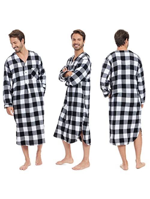 Buy Andrew Scott Men's 2 Pack Lightweight Cotton Flannel Sleep Shirt ...