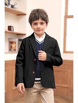 Fommykin Toddler Boys' Blazer Jackets Lightweight Stylish Two Buttons Solid School Suit Casual Sport Coat