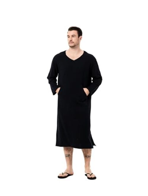 Generic Cotton Long Nightshirt Sleeve Men'sSleep Shirt Comfy Long Sleeves Nightgown Loose Comfy Pajamas Shirt Sleepwear S--XXXL