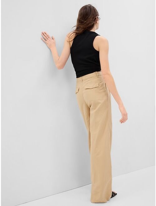 Gap Linen-Cotton Pleated Pants