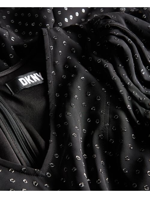 DKNY Clip-Dot Balloon-Sleeve Fit & Flare Dress