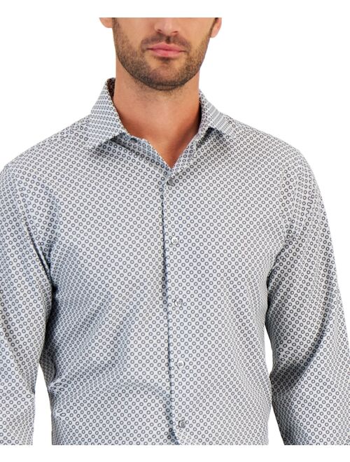 ALFANI Men's Slim Fit 4-Way Stretch Geo-Print Dress Shirt, Created for Macy's