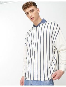 oversized long sleeve polo shirt with front city print